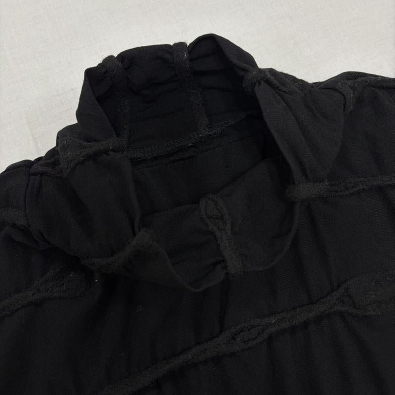 イッセイミヤケ ISSEY MIYAKE カットソー 長袖 HaaT ハート HA71JT128 長袖 立体プリーツ ボーダー ハイネック カットソー 2 無地 黒 / ブラック / black レディース USED 古着 中古 50163974