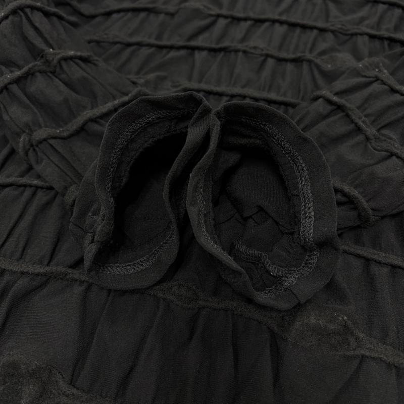 イッセイミヤケ ISSEY MIYAKE カットソー 長袖 HaaT ハート HA71JT128 長袖 立体プリーツ ボーダー ハイネック カットソー 2 無地 黒 / ブラック / black レディース USED 古着 中古 50163974