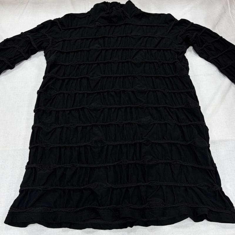 イッセイミヤケ ISSEY MIYAKE カットソー 長袖 HaaT ハート HA71JT128 長袖 立体プリーツ ボーダー ハイネック カットソー 2 無地 黒 / ブラック / black レディース USED 古着 中古 50163974
