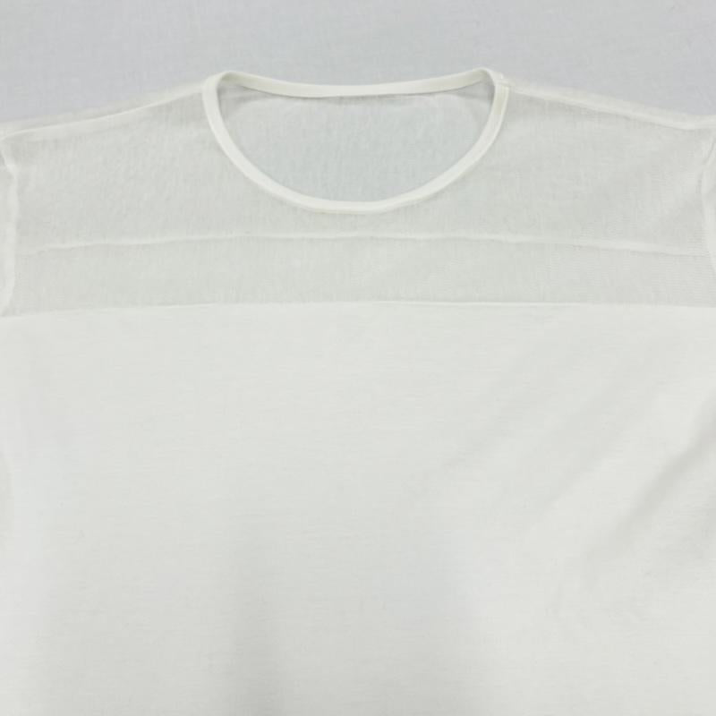 イッセイミヤケ ISSEY MIYAKE カットソー 長袖 長袖 クルーネック シアー シースルー 切替 デザイン カットソー ロンT IM52JK522 3 無地 白 / ホワイト / white レディース USED 古着 中古 50163975