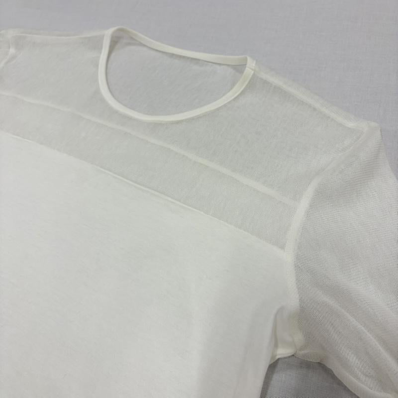 イッセイミヤケ ISSEY MIYAKE カットソー 長袖 長袖 クルーネック シアー シースルー 切替 デザイン カットソー ロンT IM52JK522 3 無地 白 / ホワイト / white レディース USED 古着 中古 50163975