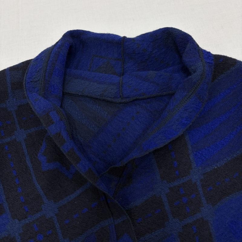 イッセイミヤケ ISSEY MIYAKE ワンピース ロングスカート HaaT 幾何学模様 和柄 ウール ノースリーブ アシンメトリー ワンピース HA63JH246 3 幾何柄 青 / ブルー / blue X 黒 / ブラック / black レディース USED 古着 中古 50163977