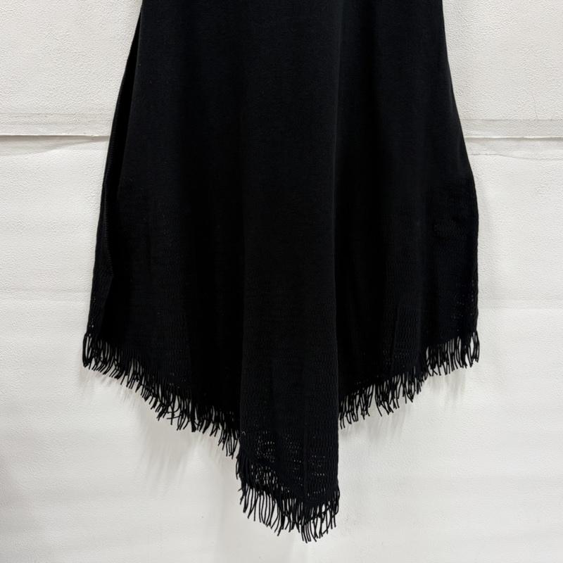 イッセイミヤケ ISSEY MIYAKE ワンピース ロングスカート A-POC 半袖 ノースリーブ フリンジ メッシュ アシンメトリー ワンピース IM11KH061 日本製 2 無地 黒 / ブラック / black レディース USED 古着 中古 50163978