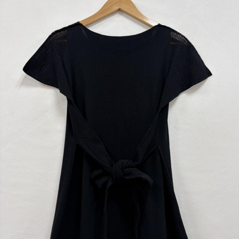イッセイミヤケ ISSEY MIYAKE ワンピース ロングスカート A-POC 半袖 ノースリーブ フリンジ メッシュ アシンメトリー ワンピース IM11KH061 日本製 2 無地 黒 / ブラック / black レディース USED 古着 中古 50163978