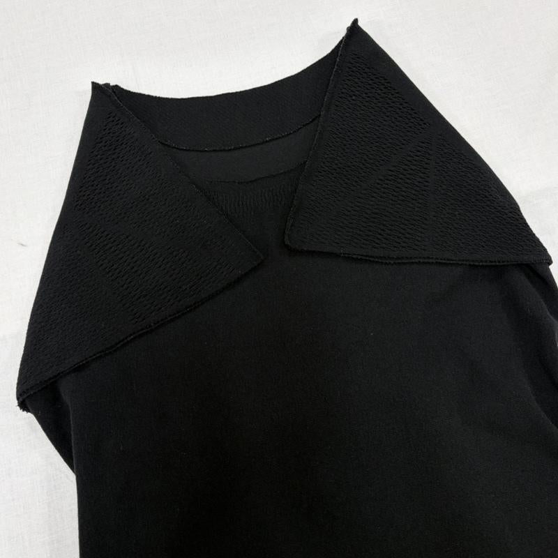イッセイミヤケ ISSEY MIYAKE ワンピース ロングスカート A-POC 半袖 ノースリーブ フリンジ メッシュ アシンメトリー ワンピース IM11KH061 日本製 2 無地 黒 / ブラック / black レディース USED 古着 中古 50163978