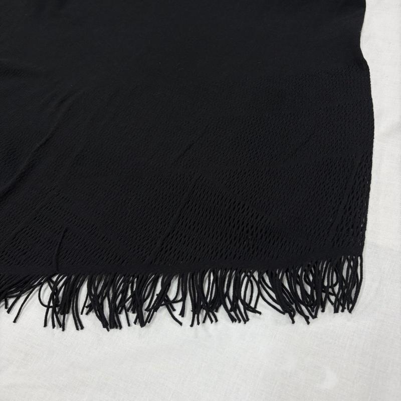 イッセイミヤケ ISSEY MIYAKE ワンピース ロングスカート A-POC 半袖 ノースリーブ フリンジ メッシュ アシンメトリー ワンピース IM11KH061 日本製 2 無地 黒 / ブラック / black レディース USED 古着 中古 50163978