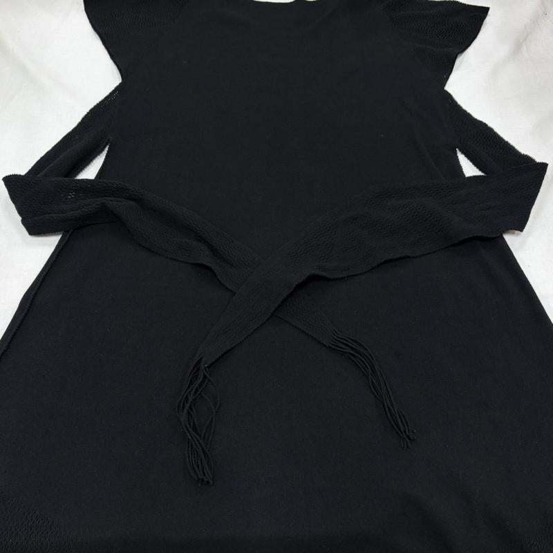イッセイミヤケ ISSEY MIYAKE ワンピース ロングスカート A-POC 半袖 ノースリーブ フリンジ メッシュ アシンメトリー ワンピース IM11KH061 日本製 2 無地 黒 / ブラック / black レディース USED 古着 中古 50163978