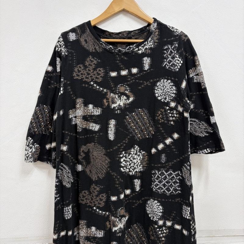 イッセイミヤケ ISSEY MIYAKE ワンピース ロングスカート HaaT 七分袖 エスニック 総柄 ロング ワンピース 幾何学模様 HA93JH182 日本製 2 幾何柄 黒 / ブラック / black X 茶 / ブラウン / brown X 白 / ホワイト / white X 灰 / グレー / gray レディース USED 古着 中古 50163979