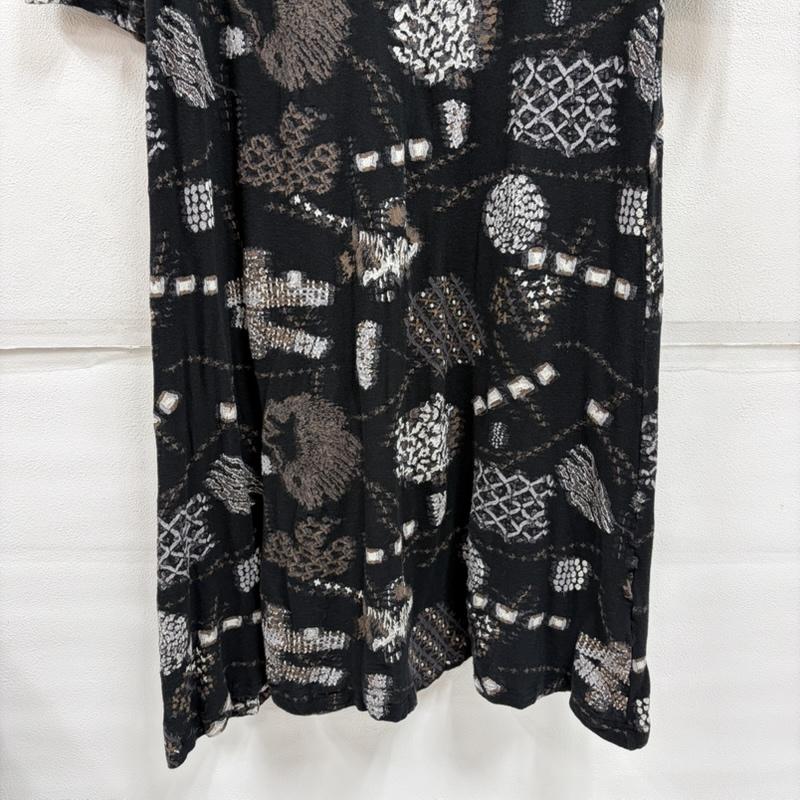 イッセイミヤケ ISSEY MIYAKE ワンピース ロングスカート HaaT 七分袖 エスニック 総柄 ロング ワンピース 幾何学模様 HA93JH182 日本製 2 幾何柄 黒 / ブラック / black X 茶 / ブラウン / brown X 白 / ホワイト / white X 灰 / グレー / gray レディース USED 古着 中古 50163979