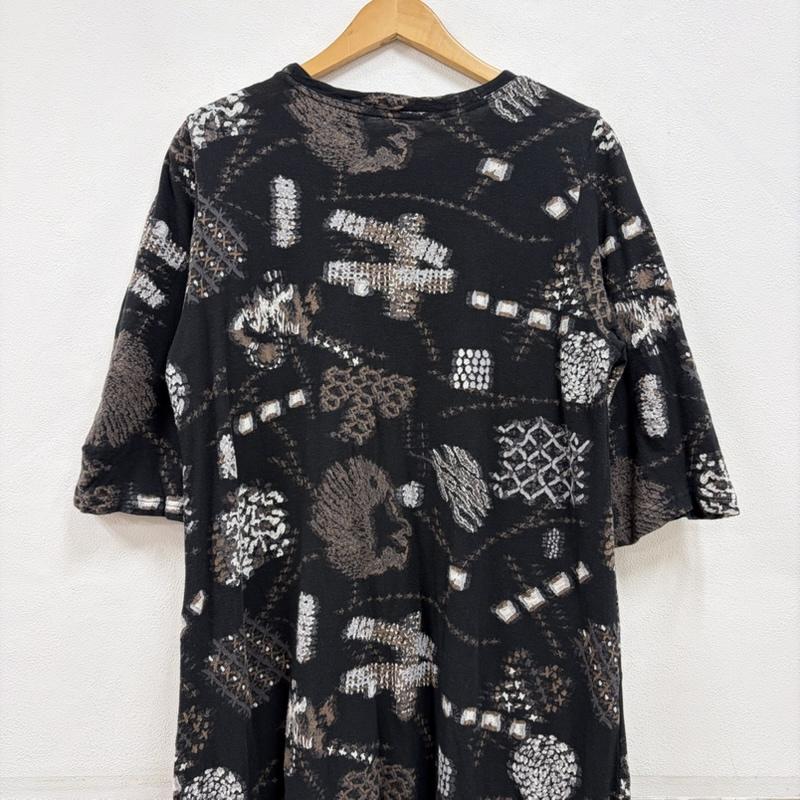 イッセイミヤケ ISSEY MIYAKE ワンピース ロングスカート HaaT 七分袖 エスニック 総柄 ロング ワンピース 幾何学模様 HA93JH182 日本製 2 幾何柄 黒 / ブラック / black X 茶 / ブラウン / brown X 白 / ホワイト / white X 灰 / グレー / gray レディース USED 古着 中古 50163979
