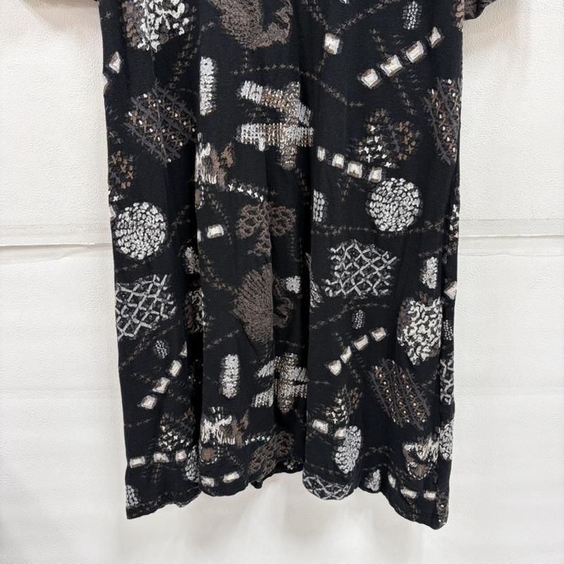 イッセイミヤケ ISSEY MIYAKE ワンピース ロングスカート HaaT 七分袖 エスニック 総柄 ロング ワンピース 幾何学模様 HA93JH182 日本製 2 幾何柄 黒 / ブラック / black X 茶 / ブラウン / brown X 白 / ホワイト / white X 灰 / グレー / gray レディース USED 古着 中古 50163979