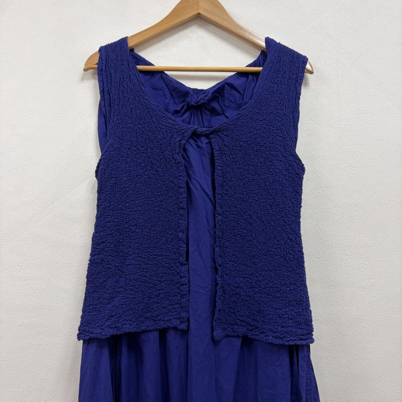 イッセイミヤケ ISSEY MIYAKE ワンピース ロングスカート me ノースリーブ ロング レイヤード カリフラワー加工 ワンピース ドレス MI24FH144 日本製 - 無地 青 / ブルー / blue レディース USED 古着 中古 50163980