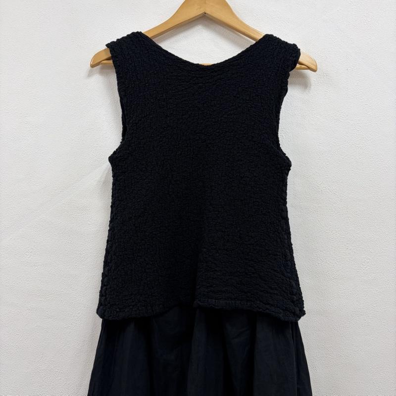 イッセイミヤケ ISSEY MIYAKE ワンピース ロングスカート me ノースリーブ ロング レイヤード カリフラワー加工 ワンピース ドレス MI24FH144 日本製 - 無地 黒 / ブラック / black レディース USED 古着 中古 50163981