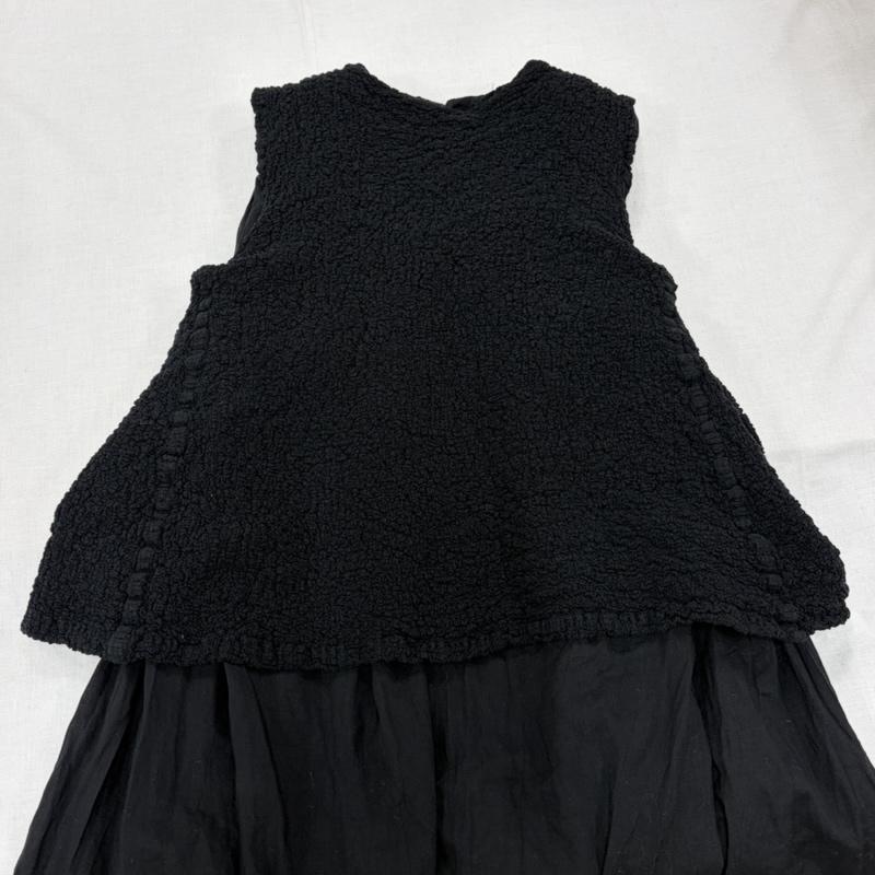 イッセイミヤケ ISSEY MIYAKE ワンピース ロングスカート me ノースリーブ ロング レイヤード カリフラワー加工 ワンピース ドレス MI24FH144 日本製 - 無地 黒 / ブラック / black レディース USED 古着 中古 50163981