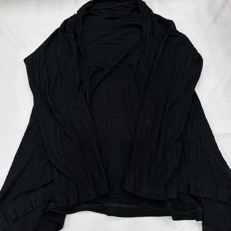 イッセイミヤケ ISSEY MIYAKE セットアップ セットアップ HaaT カーディガン セット アンサンブル ワンピース チュニック プリーツ シワ加工 HA53JH202 HA53JO203 2 無地 黒 / ブラック / black レディース USED 古着 中古 50163983