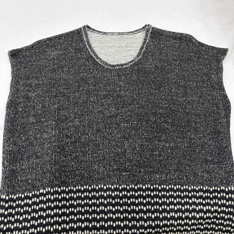 イッセイミヤケ ISSEY MIYAKE ワンピース ロングスカート HaaT ウール カーディガン セット アンサンブル レース ワンピース HA71KO321 HA71KT322 3 ボーダー柄 黒 / ブラック / black X 灰 / グレー / gray X 白 / ホワイト / white レディース USED 古着 中古 50163984