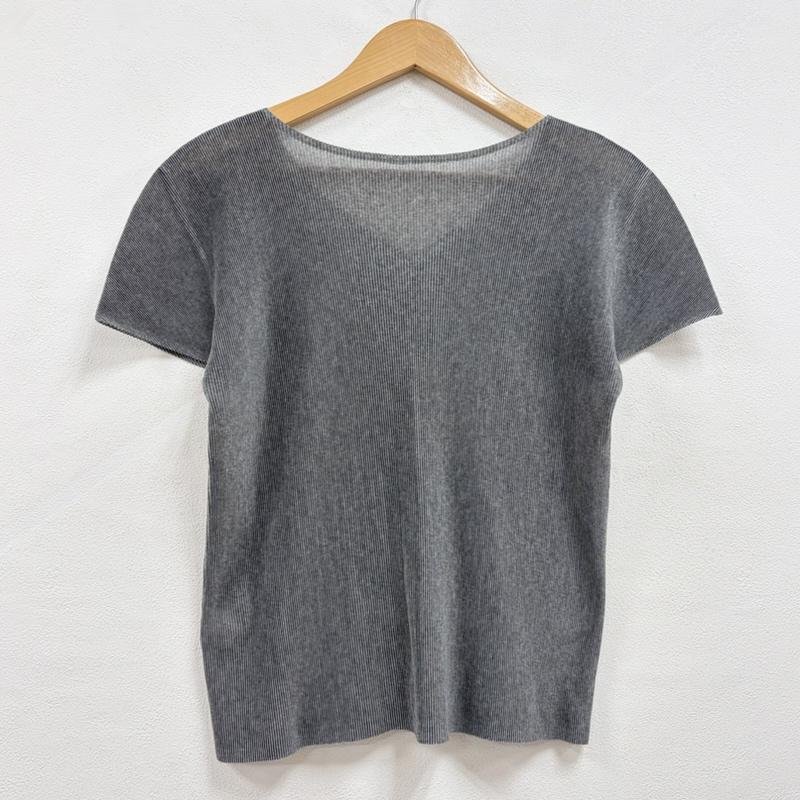 プリーツプリーズ PLEATS PLEASE カットソー 半袖 ISSEY MIYAKE イッセイミヤケ 半袖 プリーツ カットソー 3 無地 灰 / グレー / gray レディース USED 古着 中古 50163991