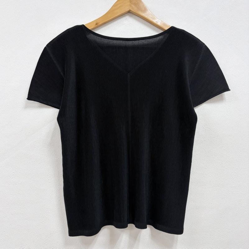 プリーツプリーズ PLEATS PLEASE カットソー 半袖 ISSEY MIYAKE イッセイミヤケ 半袖 プリーツ カットソー 3 無地 黒 / ブラック / black レディース USED 古着 中古 50163992