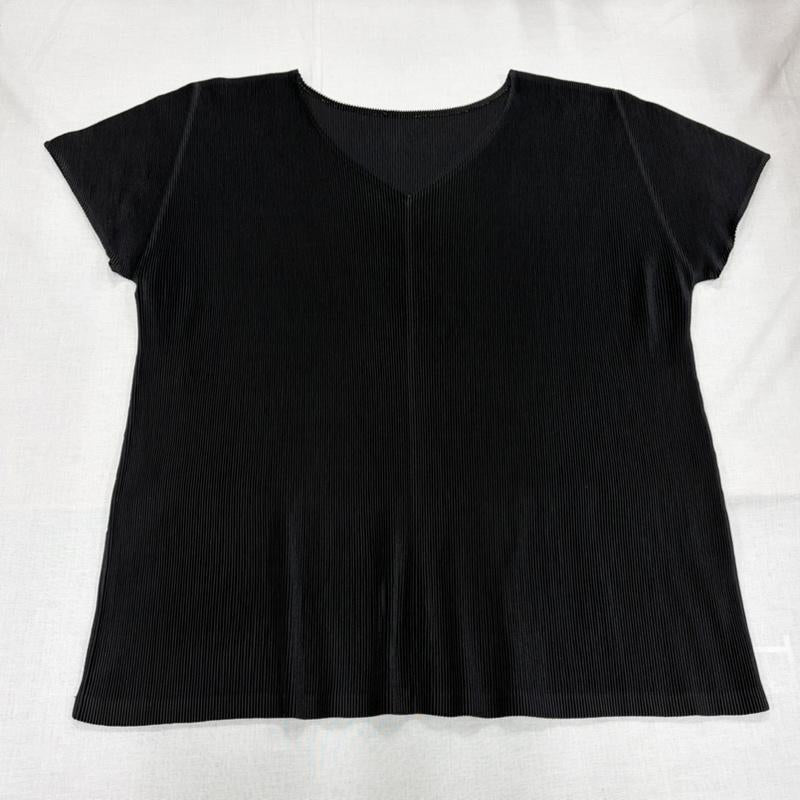 プリーツプリーズ PLEATS PLEASE カットソー 半袖 ISSEY MIYAKE イッセイミヤケ 半袖 プリーツ カットソー 3 無地 黒 / ブラック / black レディース USED 古着 中古 50163992
