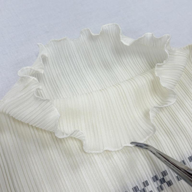 プリーツプリーズ PLEATS PLEASE ワンピース ひざ丈スカート ISSEY MIYAKE イッセイミヤケ 長袖 ハイネック プリーツ プリント ワンピース ノルディック PP43-FH394 3 プリント 白 / ホワイト / white X 灰 / グレー / gray X 黒 / ブラック / black レディース USED 古着 中古 50163995