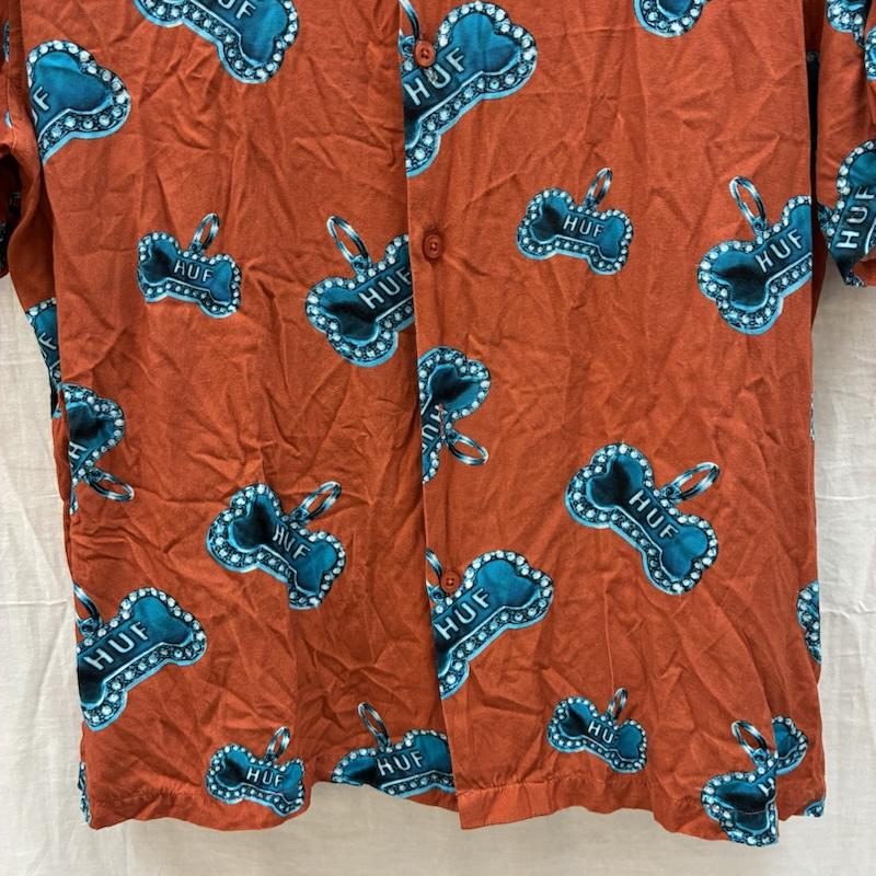 ハフ HUF シャツ、ブラウス 半袖 BONES S/S RESORT SHIRT オープンカラー レーヨン シャツ BU00177 M メンズ USED 古着 中古 50163999