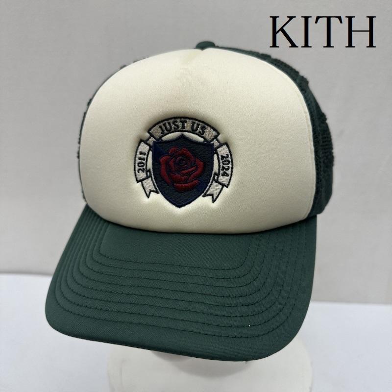 キス KITH 帽子 キャップ Just Us Rose 薔薇 刺繍 トラッカー メッシュ キャップ FREE 緑 / グリーン / green メンズ USED 古着 中古 50164004