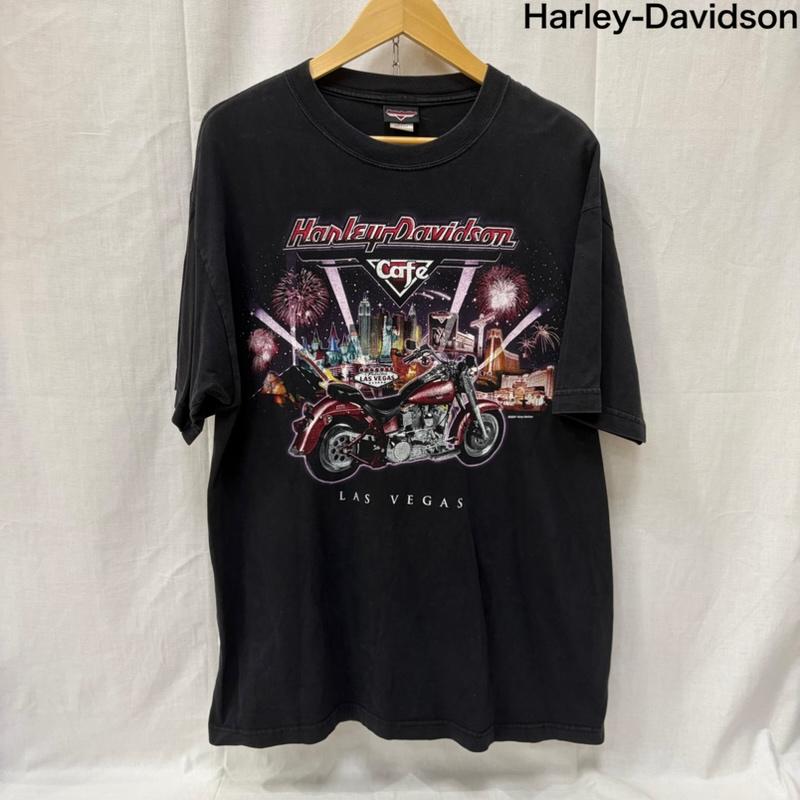 ハーレーダビッドソン Harley-Davidson Tシャツ 半袖 Harley-Davidson Cafe Las Vegas Fireworks L Black L プリント 黒 / ブラック / black メンズ USED 古着 中古 50164005