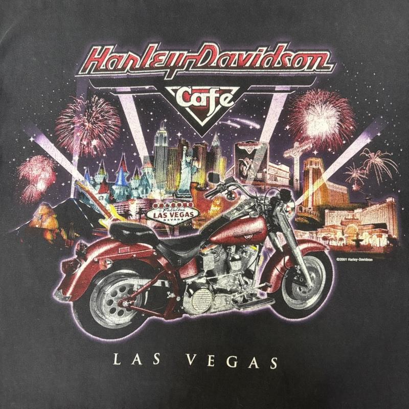ハーレーダビッドソン Harley-Davidson Tシャツ 半袖 Harley-Davidson Cafe Las Vegas Fireworks L Black L プリント 黒 / ブラック / black メンズ USED 古着 中古 50164005