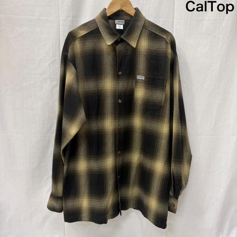 古着 USED シャツ、ブラウス 長袖 CalTop オンブレチェックシャツ アクリル100% USA製 M brown M チェック 茶 / ブラウン / brown メンズ USED 古着 中古 50164010