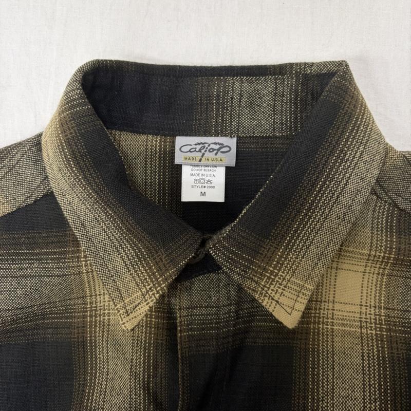古着 USED シャツ、ブラウス 長袖 CalTop オンブレチェックシャツ アクリル100% USA製 M brown M チェック 茶 / ブラウン / brown メンズ USED 古着 中古 50164010