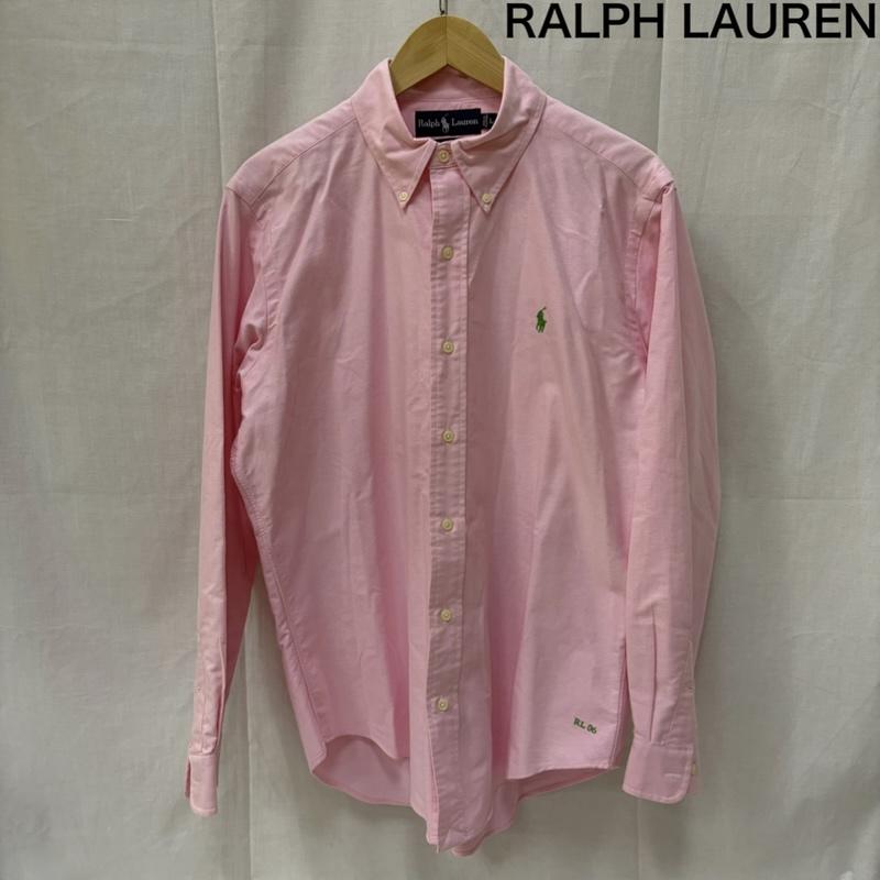 ラルフローレン RALPHLAUREN シャツ、ブラウス 長袖 ボタンダウン シャンブレーシャツ Clasic Fit Pink × green L ロゴ刺繍 L ロゴ、文字 桃 / ピンク / pink メンズ USED 古着 中古 50164012