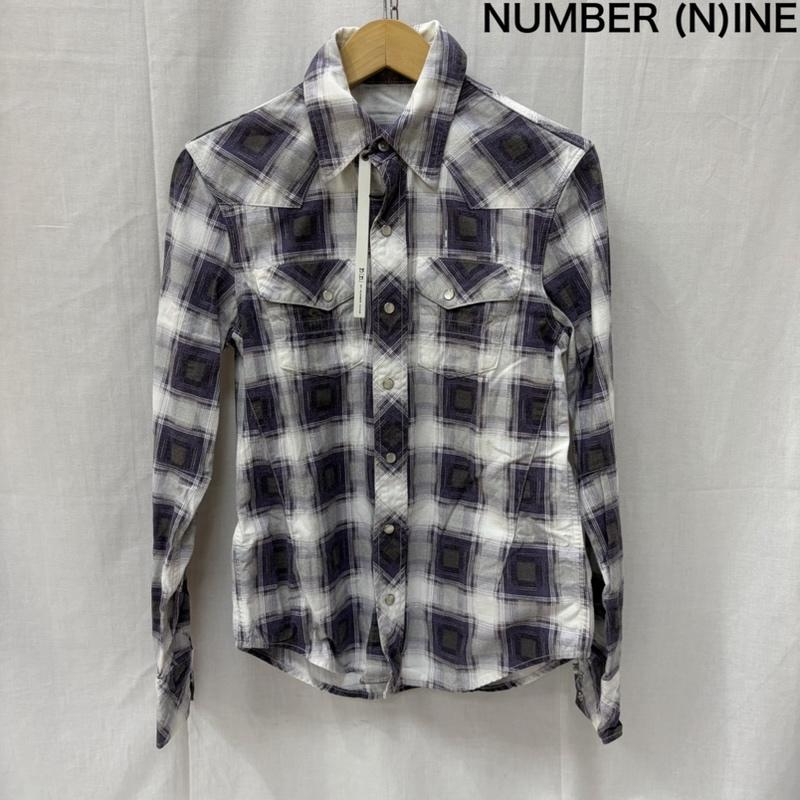 ナンバーナイン NUMBER (N)INE シャツ、ブラウス 長袖 09AW NNS-F901C ウエスタンシャツ オンブレチェック スナップボタン 2 White×Purple 2 チェック 白 / ホワイト / white X 紫 / パープル / purple メンズ USED 古着 中古 50164013