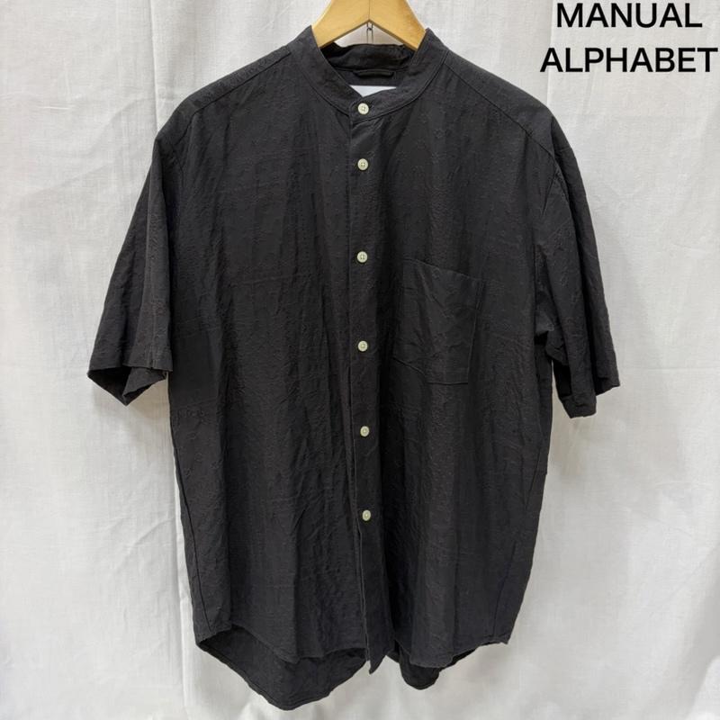 マニュアル アルファベット MANUAL ALPHABET シャツ、ブラウス 半袖 MA-S-732 BANDANA JQ LOOSE FIT BC SS SHT LOOSE FiIT 日本製 ジャガード素材 バンドカラー black 2 2 総柄 黒 / ブラック / black メンズ USED 古着 中古 50164014