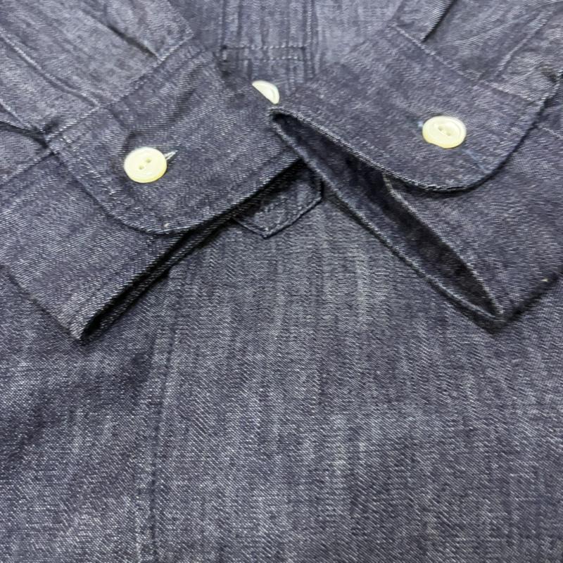 エフオービーファクトリー FOB FACTORY シャツ、ブラウス 長袖 バンドカラーシャツ デニムシャツ 2 Indigo Navy 2 無地 紺 / ネイビー / navy X インディゴ / インディゴ / Indigo メンズ USED 古着 中古 50164016