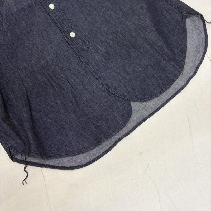 エフオービーファクトリー FOB FACTORY シャツ、ブラウス 長袖 バンドカラーシャツ デニムシャツ 2 Indigo Navy 2 無地 紺 / ネイビー / navy X インディゴ / インディゴ / Indigo メンズ USED 古着 中古 50164016