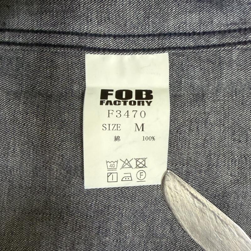 エフオービーファクトリー FOB FACTORY シャツ、ブラウス 長袖 バンドカラーシャツ デニムシャツ 2 Indigo Navy 2 無地 紺 / ネイビー / navy X インディゴ / インディゴ / Indigo メンズ USED 古着 中古 50164016