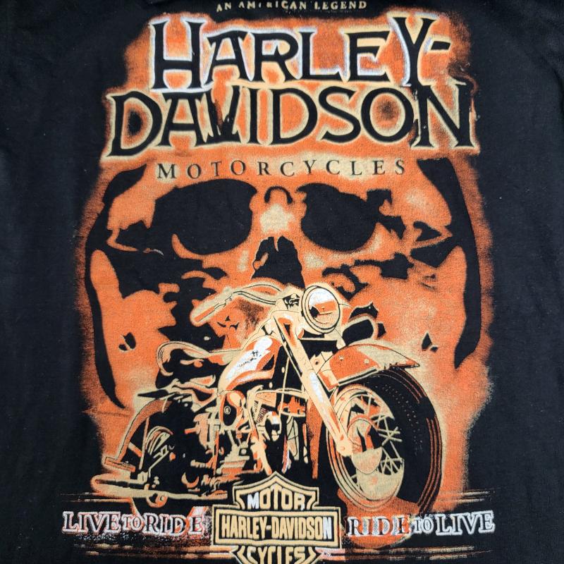 ハーレーダビッドソン Harley-Davidson Tシャツ 半袖 モーターサイクル バイクTシャツ ドクロ バイク M メンズ USED 古着 中古 50164018