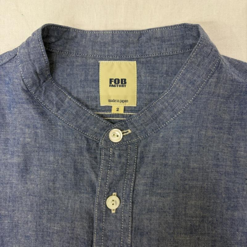 エフオービーファクトリー FOB FACTORY シャツ、ブラウス 長袖 バンドカラー シャンブレーシャツ light blue 2 2 無地 水色 / ライトブルー / メンズ USED 古着 中古 50164020
