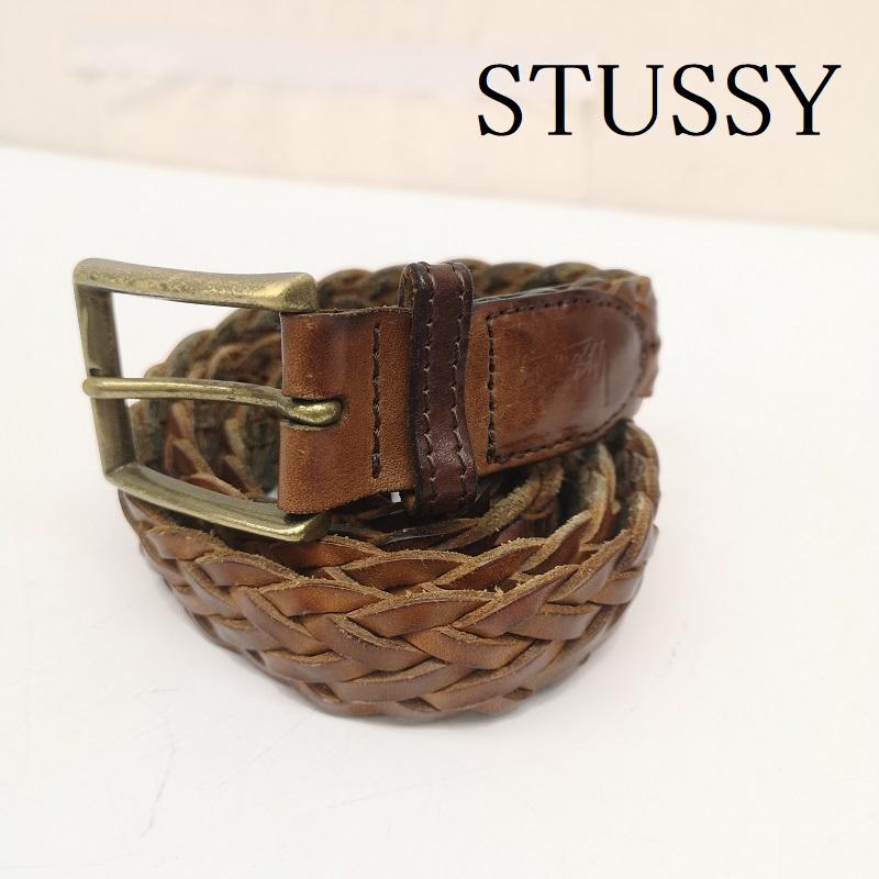 ステューシー STUSSY ベルト・バックル ベルト 編み込み レザー ベルト - 茶 / ブラウン / brown メンズ USED 古着 中古 50164022