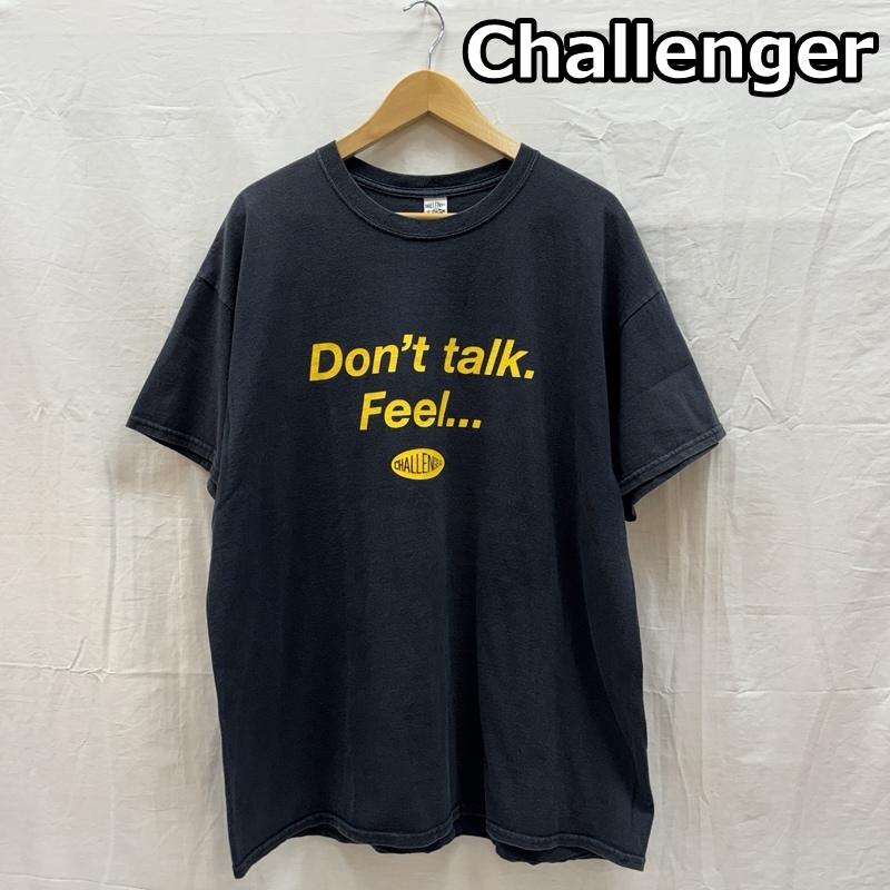 チャレンジャー CHALLENGER Tシャツ 半袖 Don t talk Feel... ロゴ プリント クルーネック 半袖 Tシャツ XL 黒 / ブラック / black メンズ USED 古着 中古 50164030
