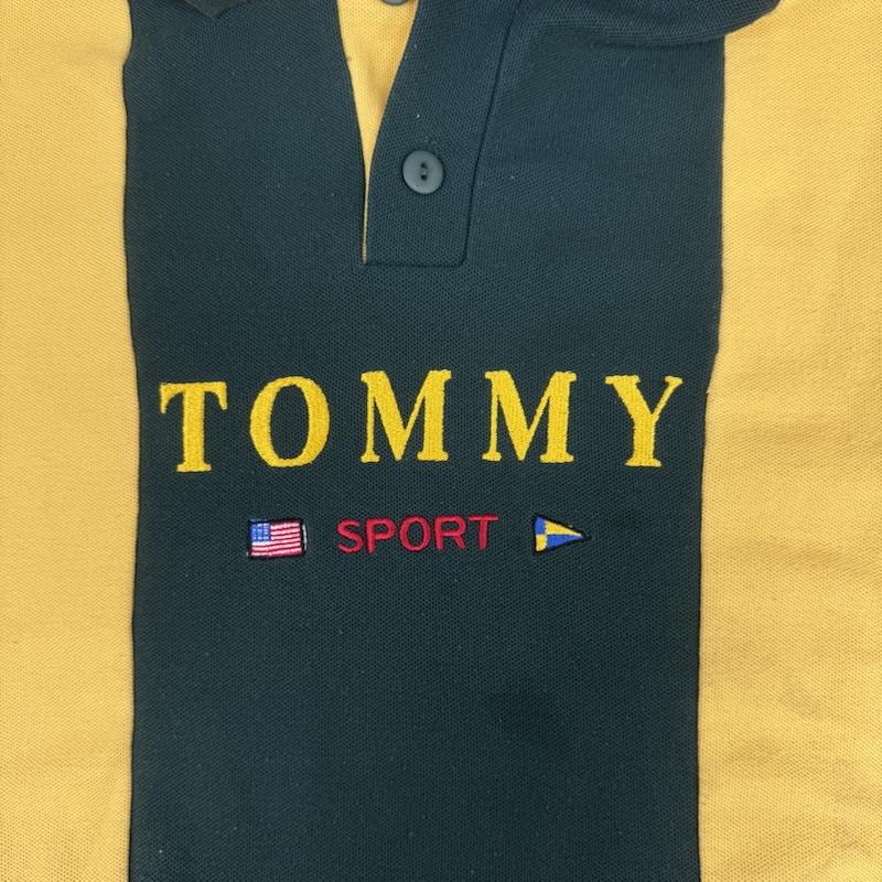 トミーヒルフィガー TOMMY HILFIGER ポロシャツ 半袖 カナダ製 90s バイカラー デザイン ポロシャツ XL 黄 / イエロー / yellow メンズ USED 古着 中古 50164046