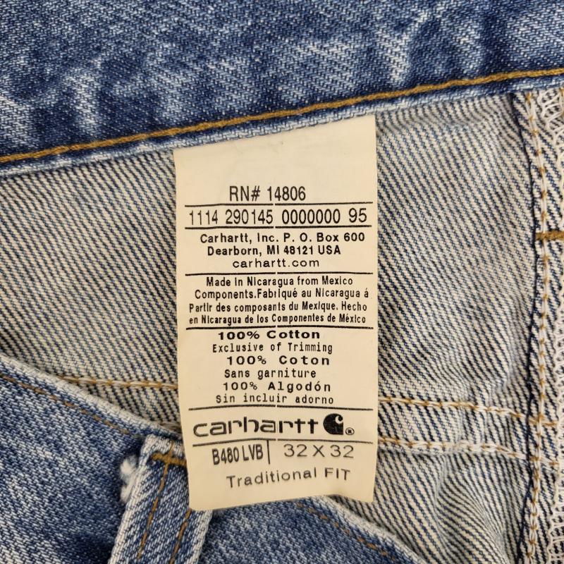 カーハート Carhartt パンツ デニム、ジーンズ B480 ニカラグア製 ストリート W32 32インチ メンズ USED 古着 中古 50164047