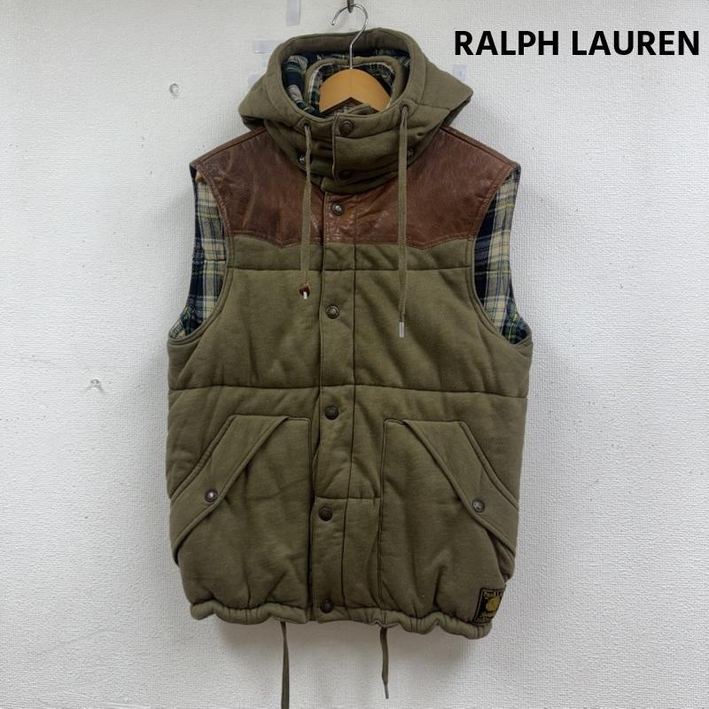 ラルフローレン RALPHLAUREN ベスト ベスト 90s レザー 切り替え やぎ革 ダウン ベスト L カーキオリーブ / カーキオリーブ / メンズ USED 古着 中古 50164050