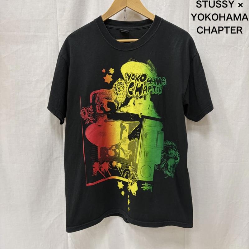 ステューシー STUSSY Tシャツ 半袖 STUSSY × YOKOHAMA CHAPTER 7th Anniversary ラスタカラー M Black M プリント 黒 / ブラック / black メンズ USED 古着 中古 50164051