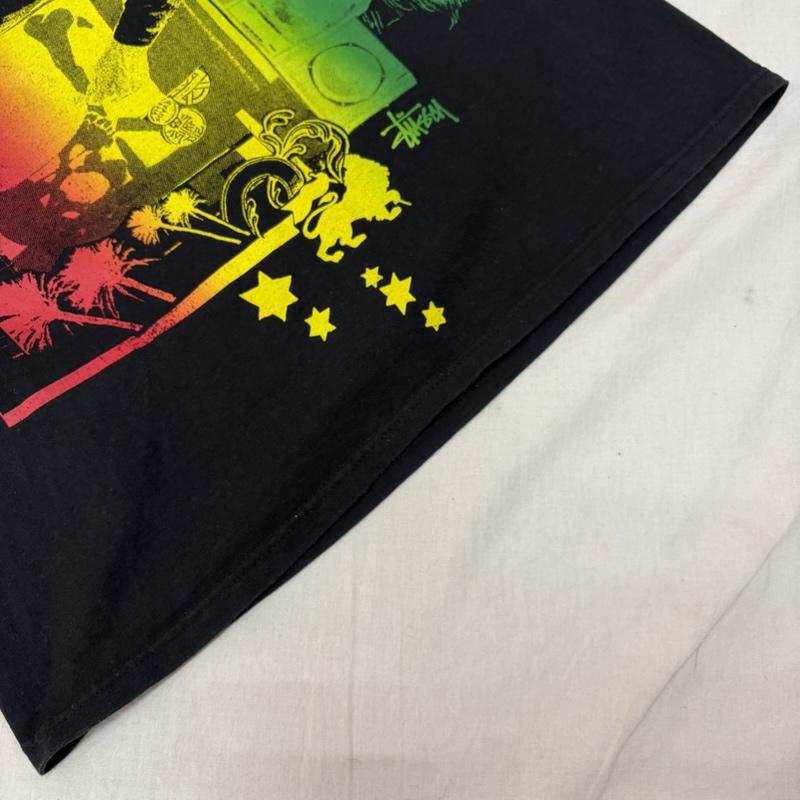 ステューシー STUSSY Tシャツ 半袖 STUSSY × YOKOHAMA CHAPTER 7th Anniversary ラスタカラー M Black M プリント 黒 / ブラック / black メンズ USED 古着 中古 50164051