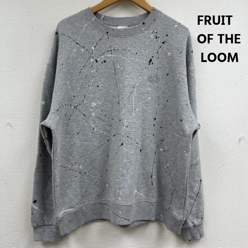 フルーツオブザルーム FRUIT OF THE LOOM トレーナー 長袖 ペイント加工 スプラッター デザイン クルーネック スウェット L 灰 / グレー / gray メンズ USED 古着 中古 50164067