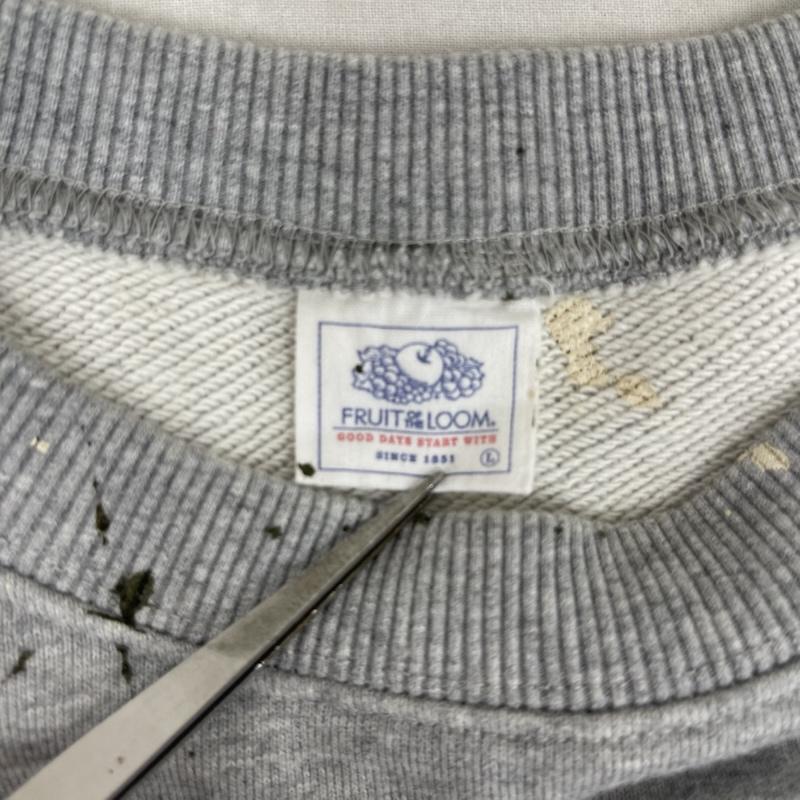 フルーツオブザルーム FRUIT OF THE LOOM トレーナー 長袖 ペイント加工 スプラッター デザイン クルーネック スウェット L 灰 / グレー / gray メンズ USED 古着 中古 50164067