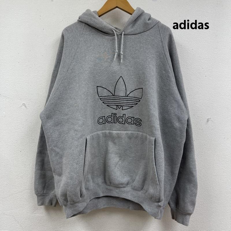 アディダス adidas パーカー 長袖 80s 90s 万国旗タグ ロゴ スウェット パーカー プルオーバー L 灰 / グレー / gray メンズ USED 古着 中古 50164069
