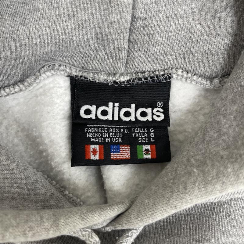 アディダス adidas パーカー 長袖 80s 90s 万国旗タグ ロゴ スウェット パーカー プルオーバー L 灰 / グレー / gray メンズ USED 古着 中古 50164069
