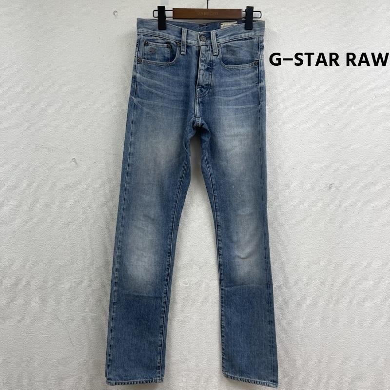 ジースターロゥ G-STAR RAW パンツ デニム、ジーンズ 3301 レザーパッチ ボタンフライ デニム パンツ 28インチ インディゴ / インディゴ / Indigo メンズ USED 古着 中古 50164076